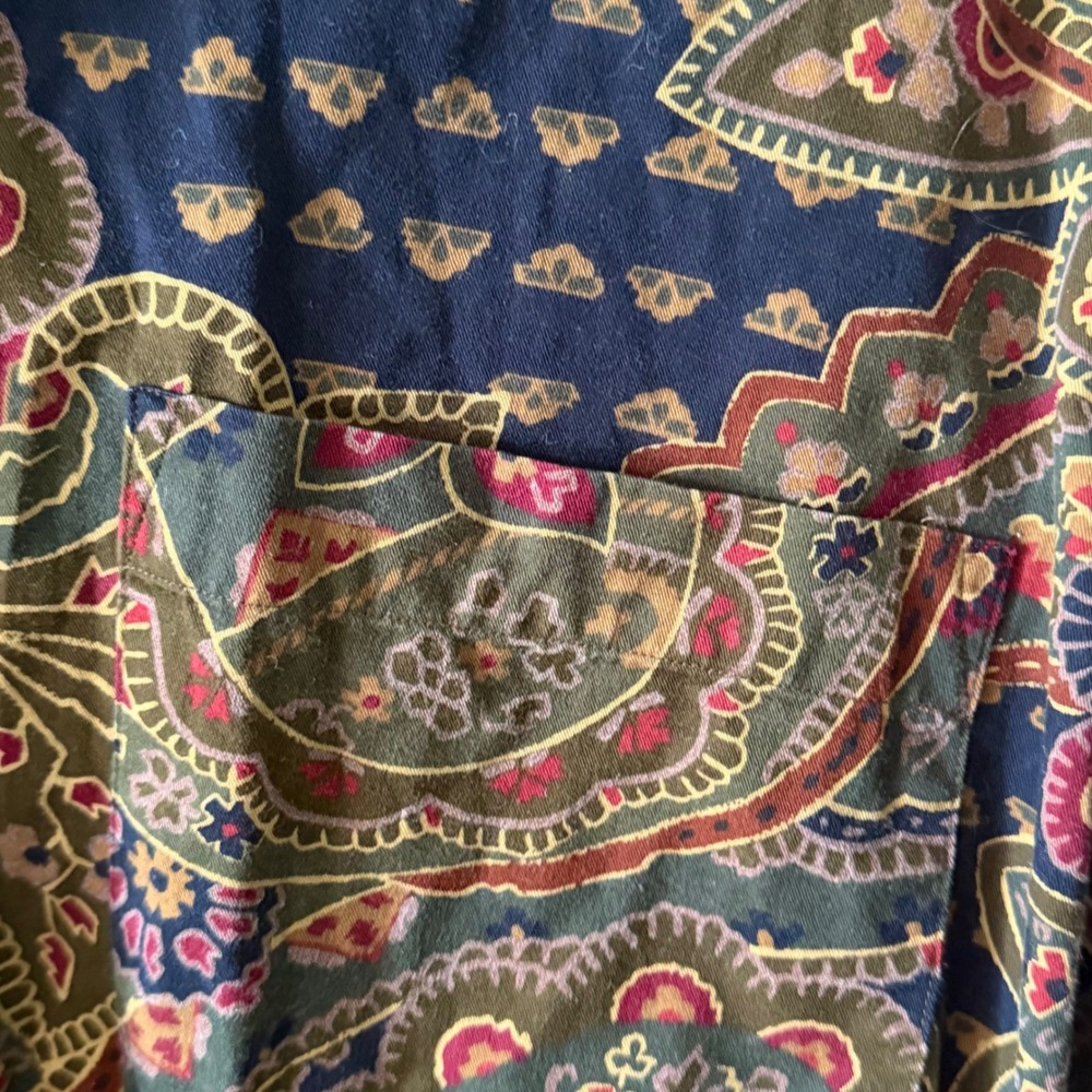 Vintage Nautica Mens Paisley Long Sleeve Cotton Button Up Boho Retro 70s Shirt M - Picture 6 of 8